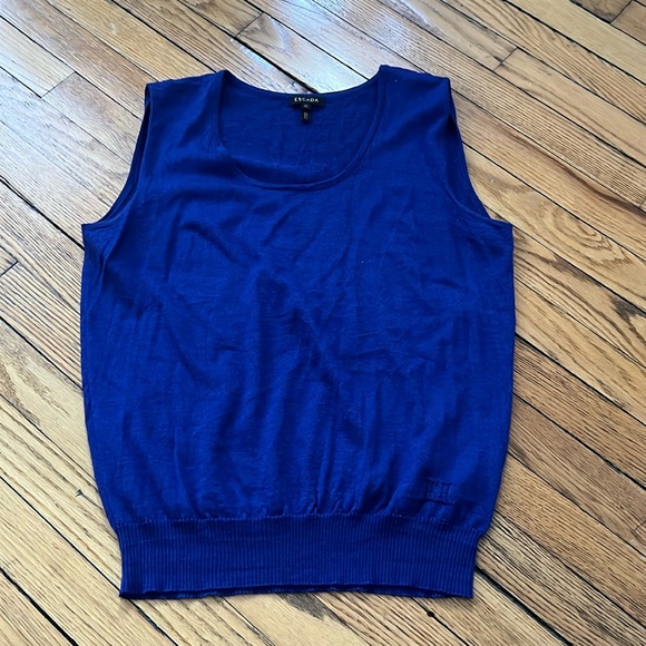 Wool Silk Blend Tank Top in Royal Blue - Picture 1 of 5